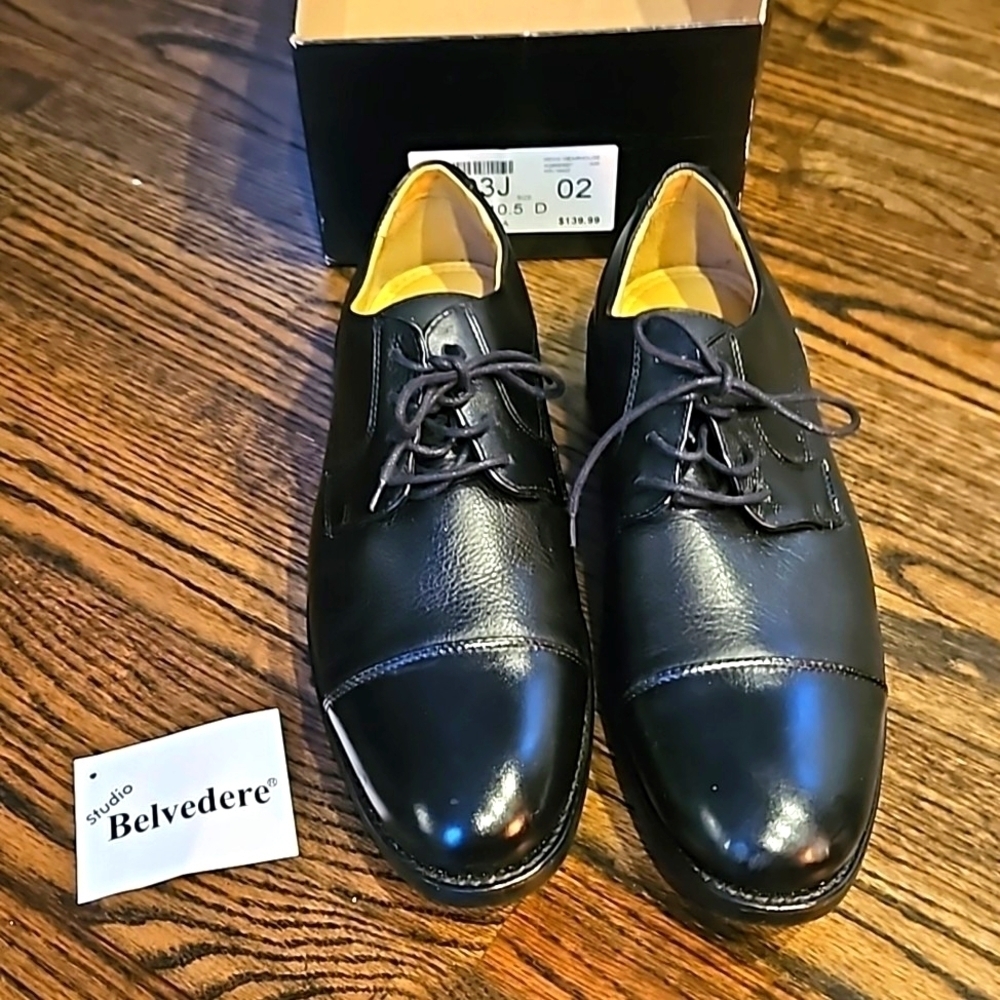 Belvedere Duke Dress Shoes Black Leather EUC 10.5D